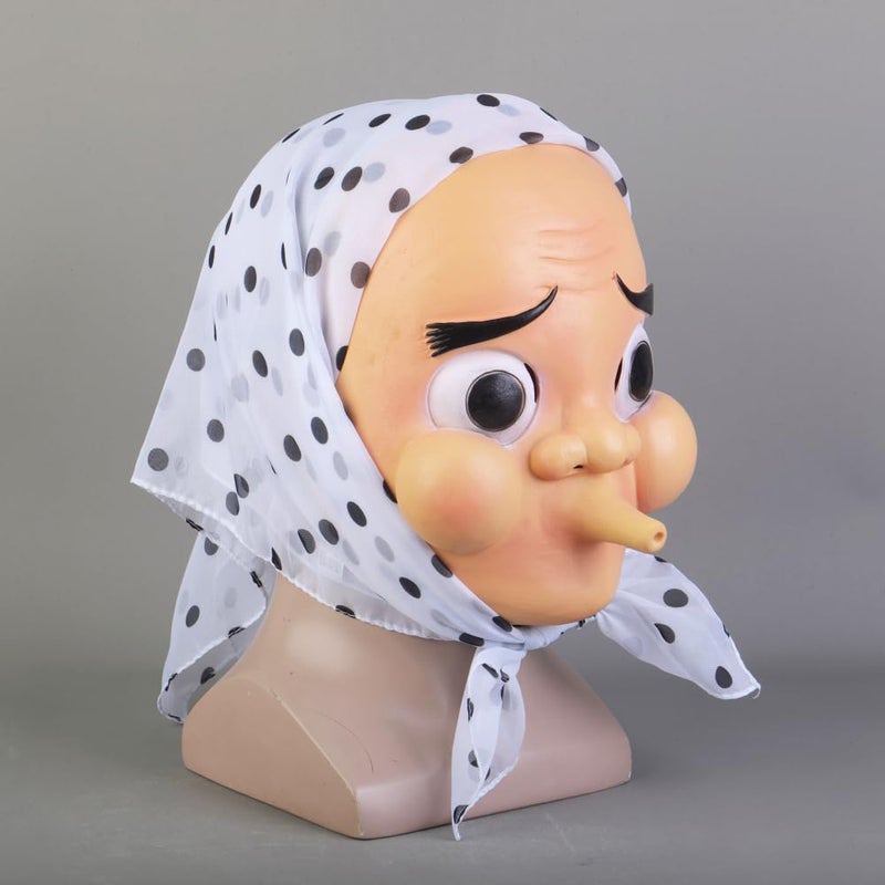 JCvCX Cosplay Funny Full Face Tengu Mask with Headscarf Latex Masque - Image 2
